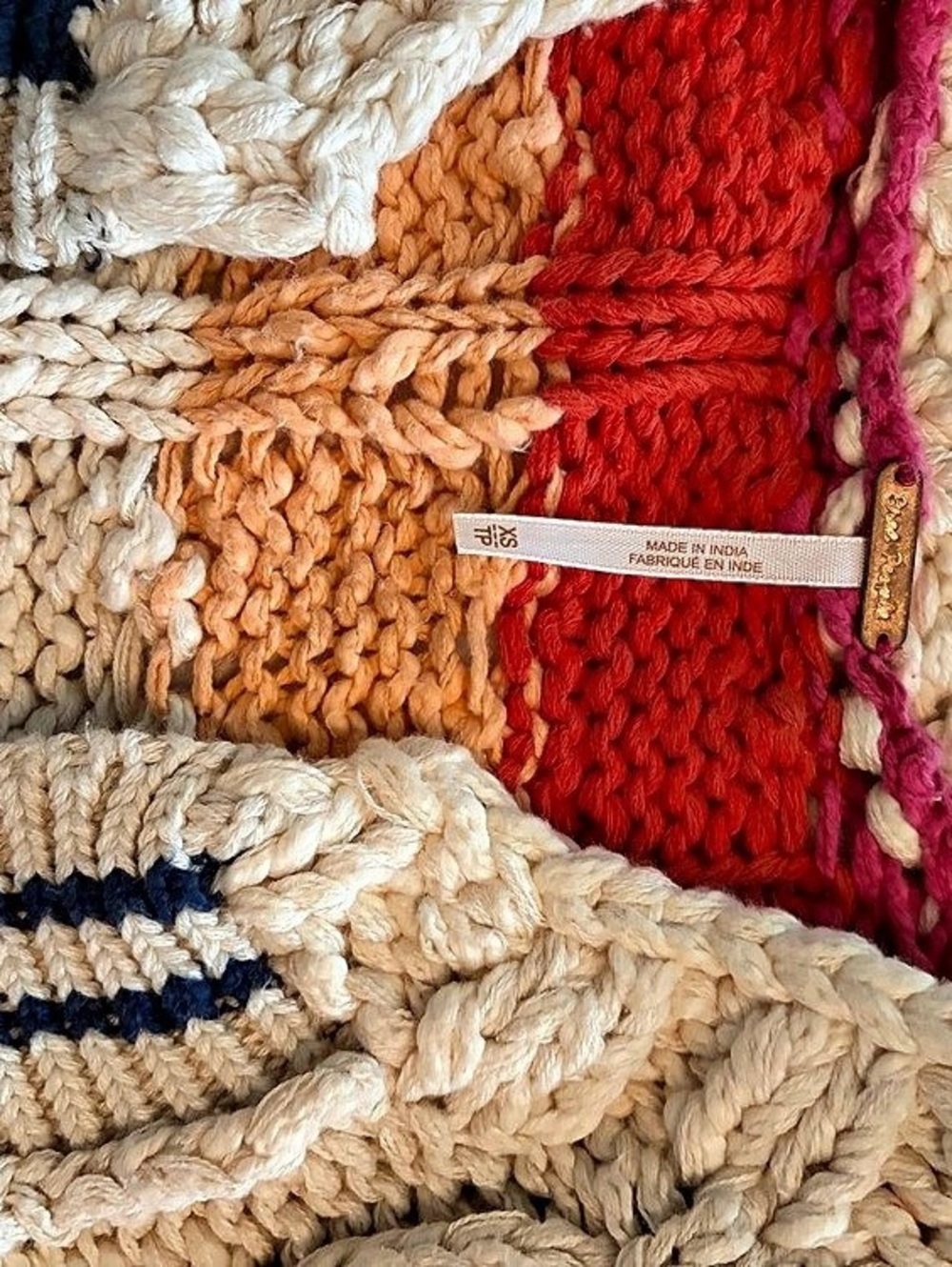 Free People Clear Skies Cardigan Crochet Cream & Red - Picture 6 of 6